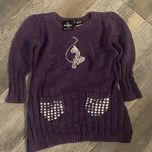 Baby Phat Purple Sweater Dress with Cat Design